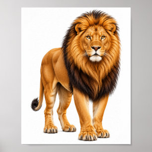 Majestic African Lion Poster Realistic Wildlife