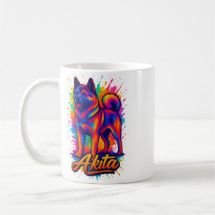 Majestic Akita – Vibrant Colourful Pop Art Illustr Coffee Mug