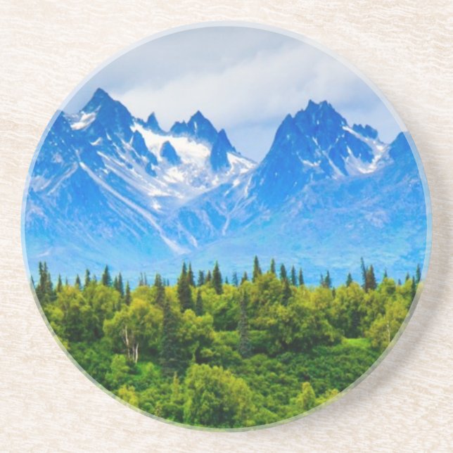 Majestic Alaska Mountains Coaster (Front)