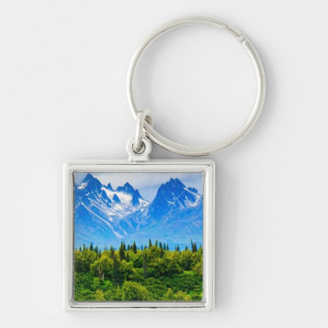Majestic Alaska Mountains Key Ring (Front)