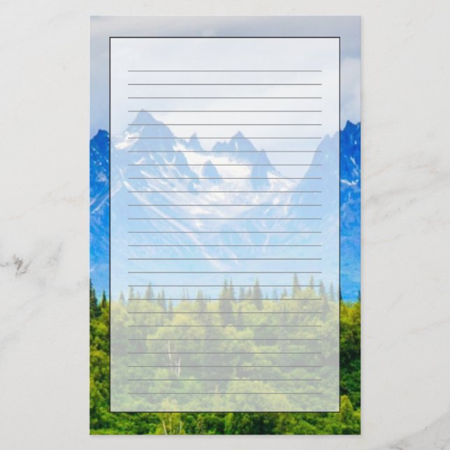 Majestic Alaska Mountains Stationery (Front)