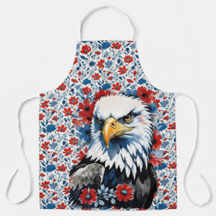 Majestic American Bald Eagle Floral Apron