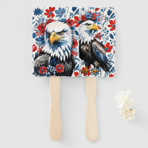 Majestic American Bald Eagle Floral Hand Fan