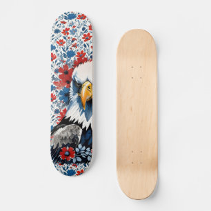 Majestic American Bald Eagle Floral Skateboard