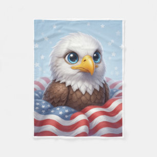 Majestic American Eagle On US Flag Fleece Blanket
