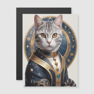 Majestic American Shorthair Cat in Blue and Gold 