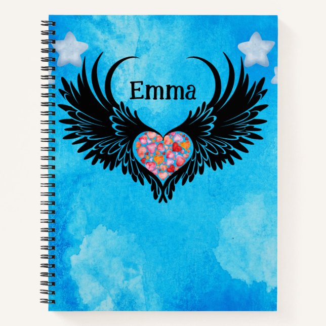 Majestic Angel with Black Wings Notebook (Front)
