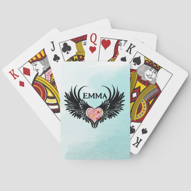 Majestic Angel with Black Wings Playing Cards (Back)