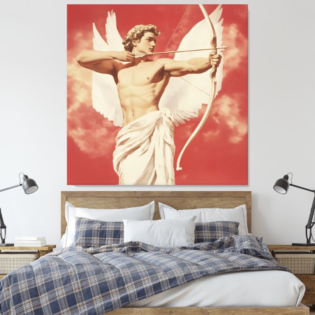 Majestic Angelic Archer - A Symbol of Love and Pas Canvas Print (Insitu(Bedroom))