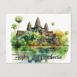 Majestic Angkor Wat Amidst Lush Serenity Postcard