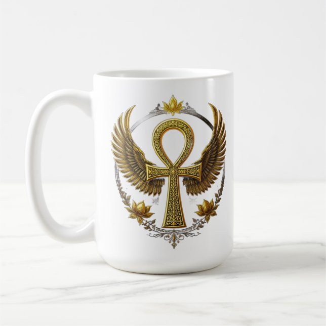 Majestic Ankh Power Sacred Egyptian Heritage Coffee Mug (Left)