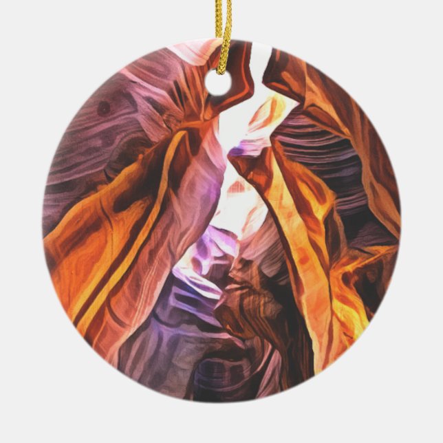 Majestic Antelope Canyon Page Arizona Christmas  Ceramic Tree Decoration (Front)