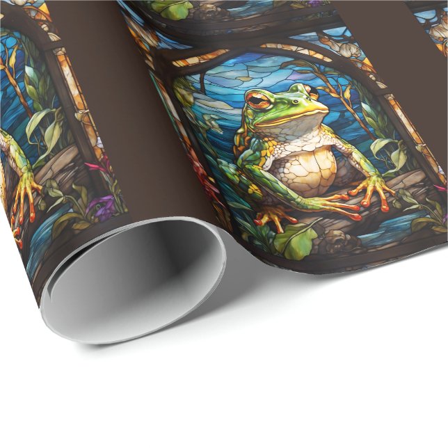 Majestic Arcane Frog Stained Glass Illustration Wrapping Paper (Roll Corner)