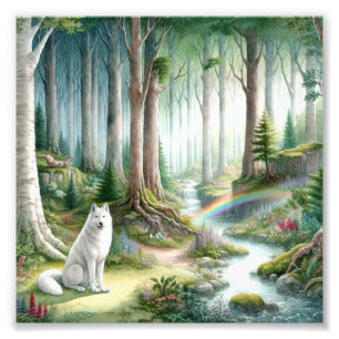 Majestic Arctic Wolf Forest Art Photo Enlargement