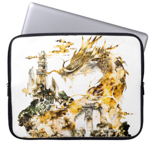 Majestic Asian Mythology Dragon Temple Fantasy  Laptop Sleeve