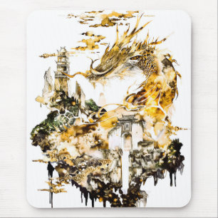 Majestic Asian Mythology Dragon Temple Fantasy Mouse Mat