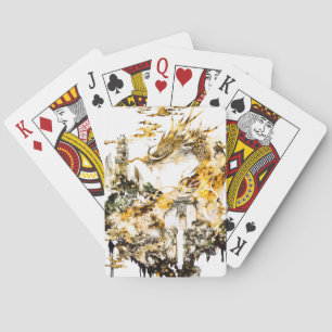 Majestic Asian Mythology Dragon Temple Fantasy Playing Cards