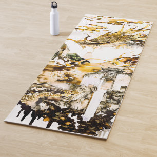 Majestic Asian Mythology Dragon Temple Fantasy Yoga Mat