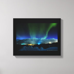 Majestic Aurora Borealis over the Mountains Canvas Print