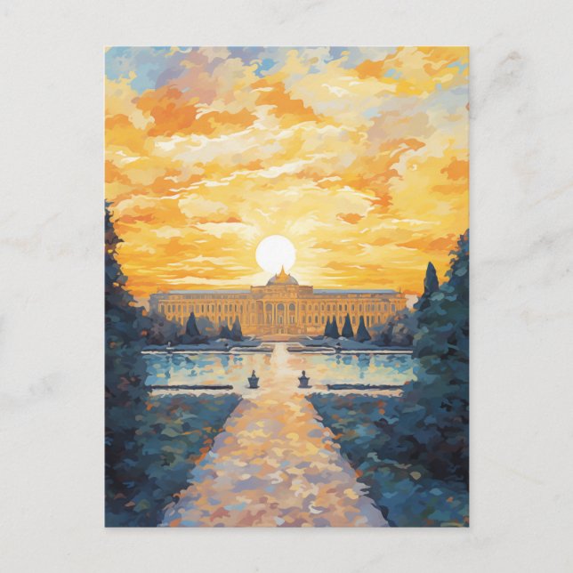 Majestic Austrian Palace at Sunset  Postcard (Front)