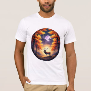 Majestic Autumn Deer in Magical Forest T-Shirt