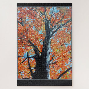 Majestic Autumn Tree Mosaic Design Jigsaw Puzzle