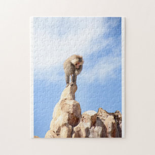 Majestic Baboon on Mountain Peak Jigsaw Puzzle