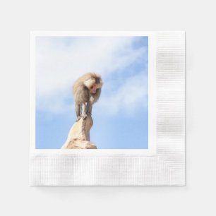 Majestic Baboon on Mountain Peak Napkin