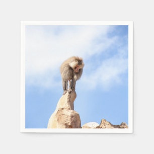 Majestic Baboon on Mountain Peak Napkin
