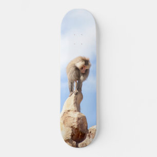 Majestic Baboon on Mountain Peak Skateboard