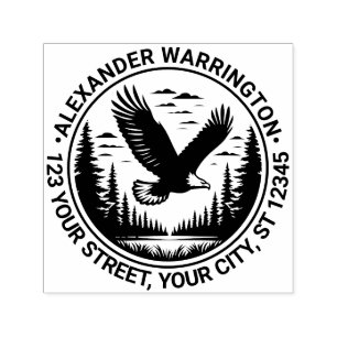 Majestic Bald Eagle Flying #5 Name Return Address Self-inking Stamp