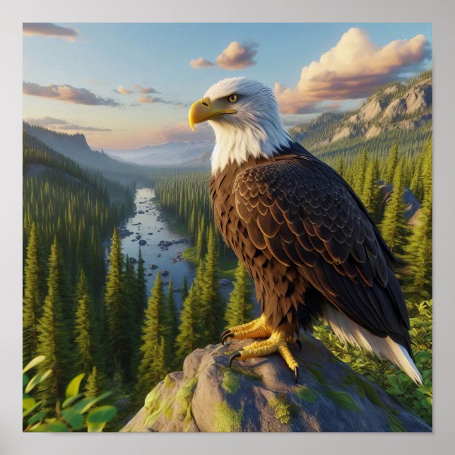 Majestic Bald Eagle in Untamed Wilderness Poster (Front)