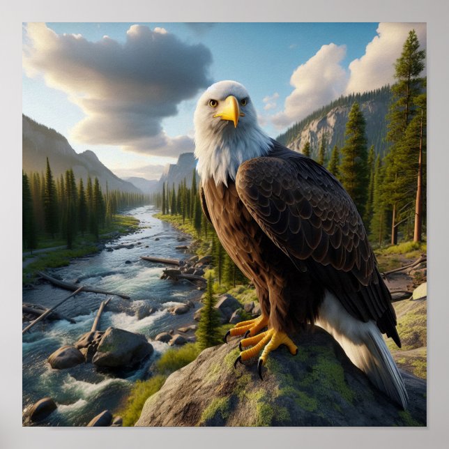 Majestic Bald Eagle in Untamed Wilderness Poster (Front)