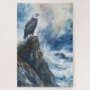 Majestic Bald Eagle Overlooking the Ocean Jigsaw Puzzle