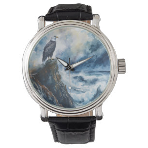 Majestic Bald Eagle Overlooking the Ocean  Watch