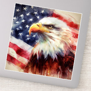 Majestic Bald Eagle Portrait with American Flag