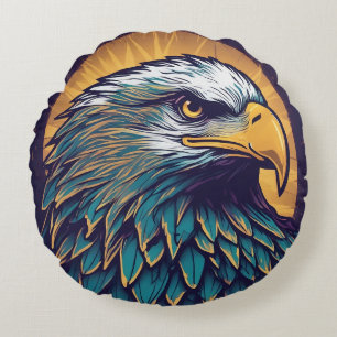 Majestic Bald Eagle Round Cushion
