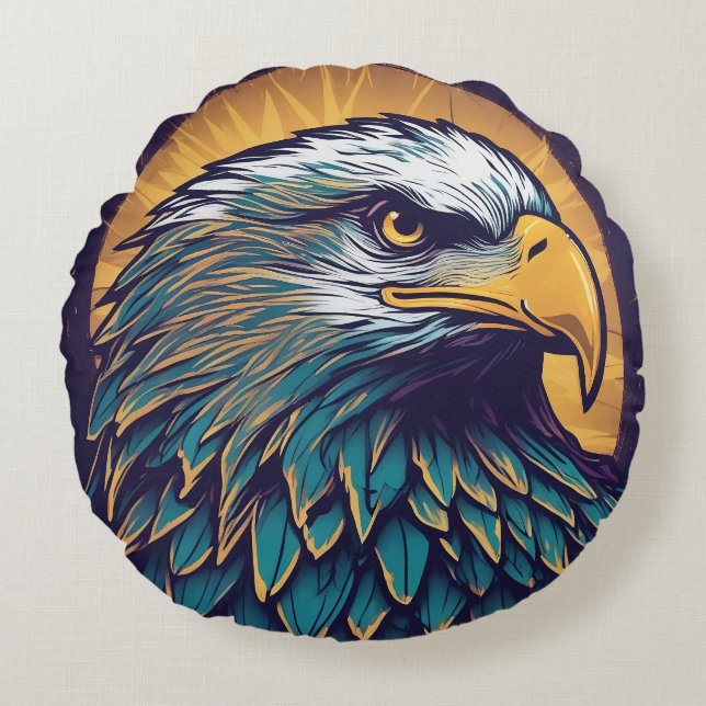 Majestic Bald Eagle Round Cushion (Front)