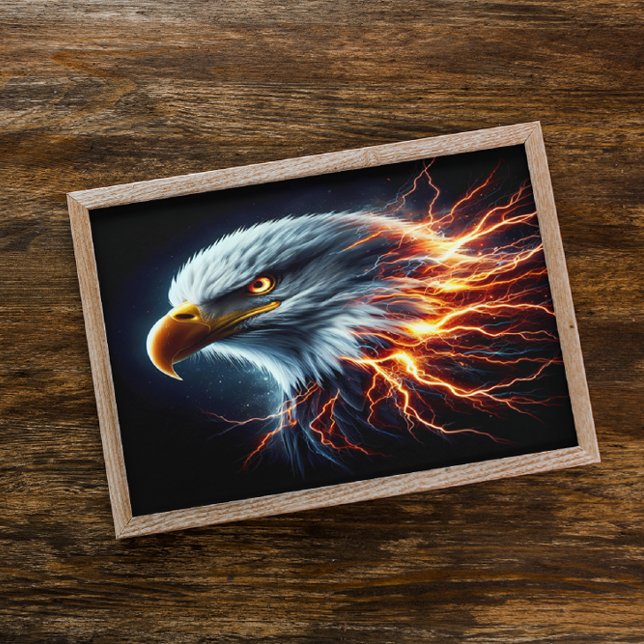 Majestic Bald Eagle Soaring Through Lightning Poster (Creator Uploaded)