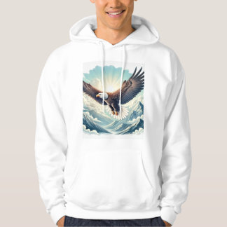"Majestic Bald Eagle Sweatshirt: Soaring Over Moun Hoodie