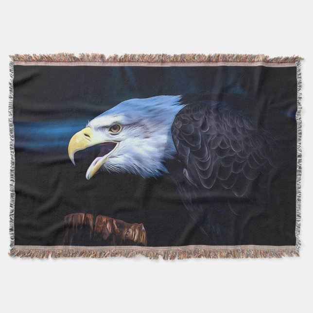 Majestic Bald Eagle Throw Blanket (Front)