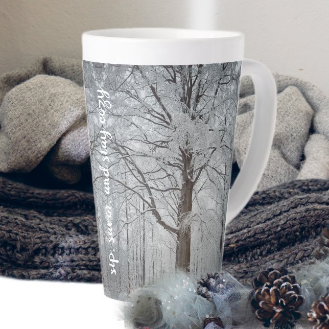 Majestic beech tree in the winter forest latte mug (Creator Uploaded)