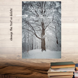 Majestic beech tree in the winter forest poster