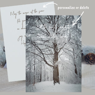 Majestic beech tree in the winter forest thank you card