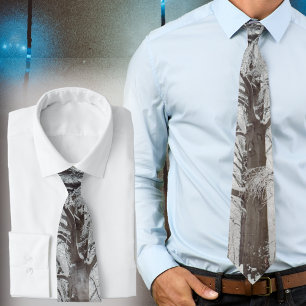 Majestic beech tree in the winter forest tie