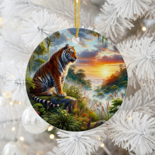 Majestic Bengal Tiger Keepsake Ceramic Tree Decoration