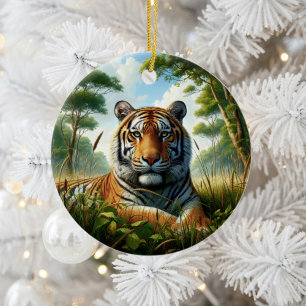 Majestic Bengal Tiger Keepsake Ceramic Tree Decoration