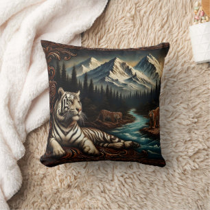 Majestic Bengal Tigers by Mountain River Cushion