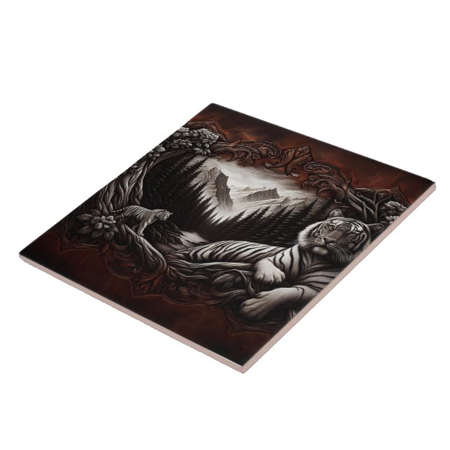 Majestic Bengal Tigers in Serene Forest Landscape Tile (Side)