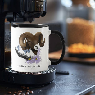 Majestic Bighorn Brown Sheep Ram Green Mountain  Mug